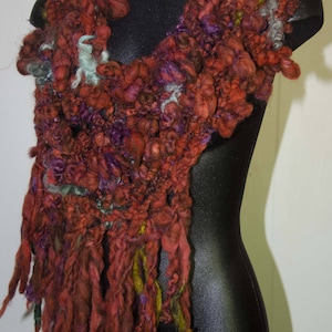 1 Chunky Cowl * Hand Spun Art Yarn * Infinity Scarf * Merino Alpaca and  Long Leicester Wool Locks * Soft to Skin OOAK Gift for Her