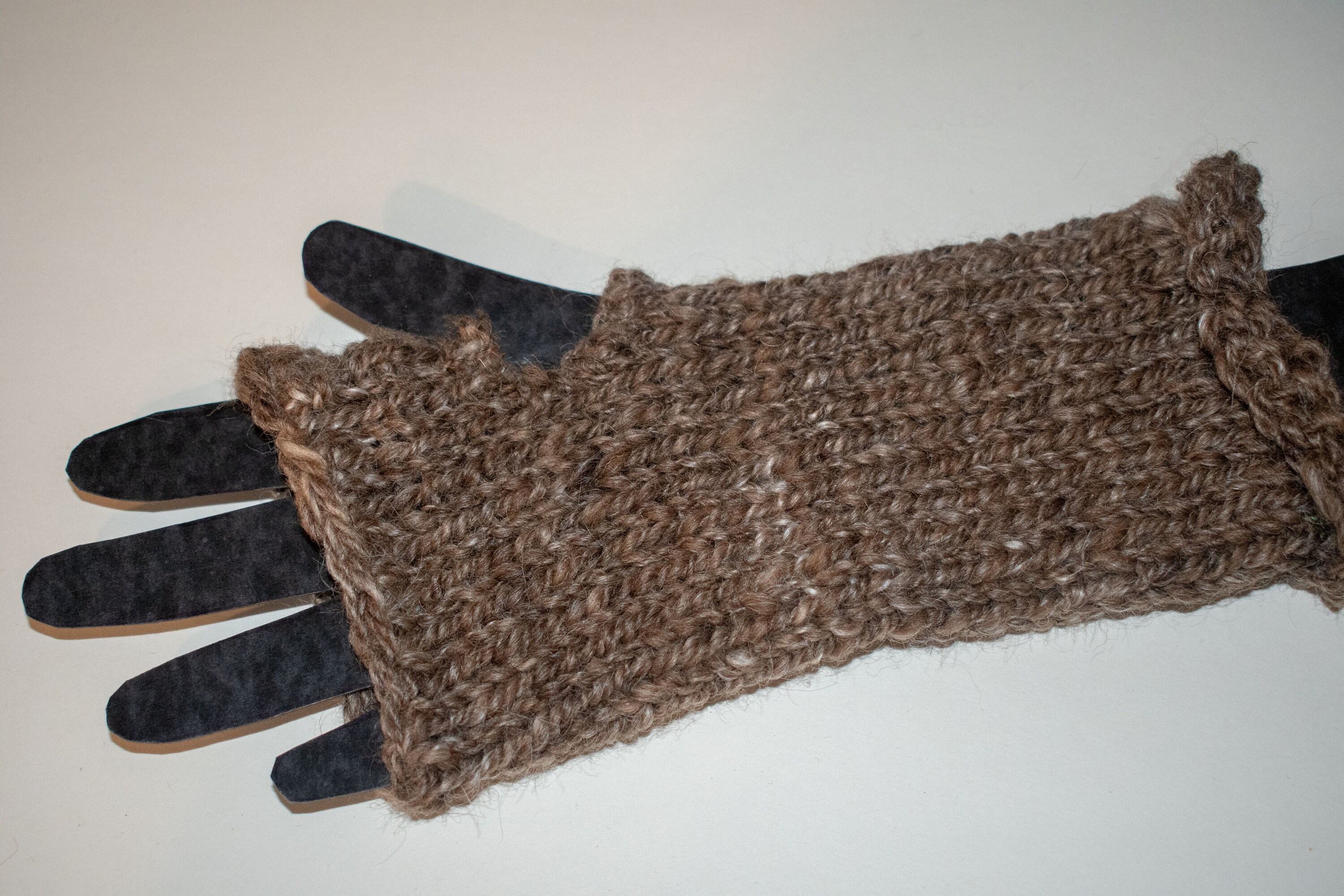 Knit Wool Fingerless Gloves Brown Color Super Warm and Soft to