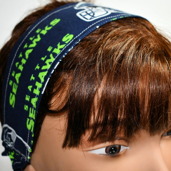 Seahawks Fabric Headband -Adult/Teen Measures 2 3/4 " Wide Hair Scarf - Hair Wrap 12 Man Headband Size Medium