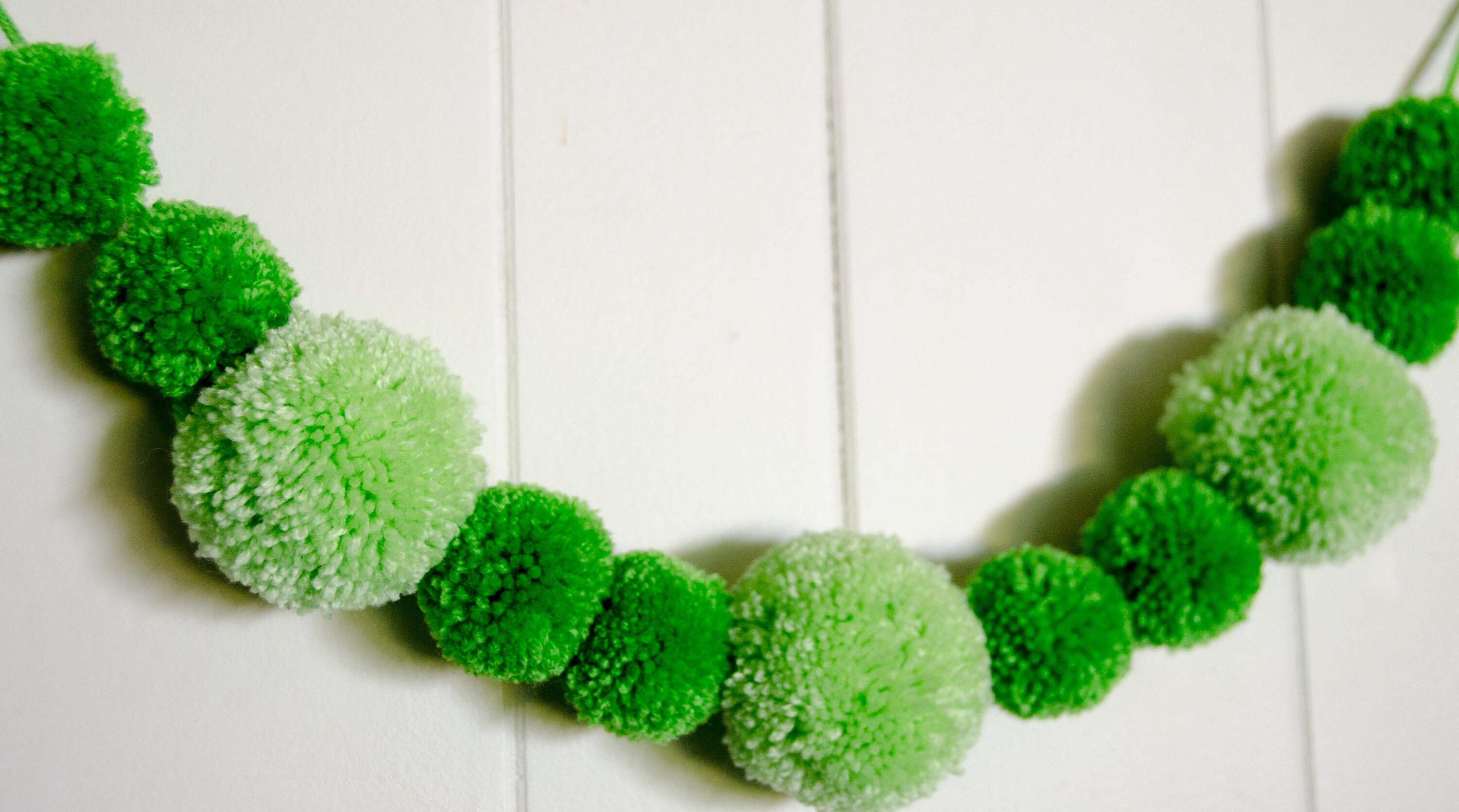 Green Pom Pom Garland 11 2 & 3 Inch Pom Poms Pom Banner Etsy