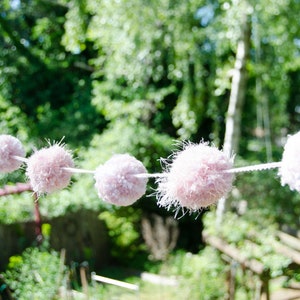 Pom Pom Garland PINK 7 2 Inch Pom Poms Pom Banner Pom Pom Garland Party Decoration Nursery Decoration t's A Girl image 1