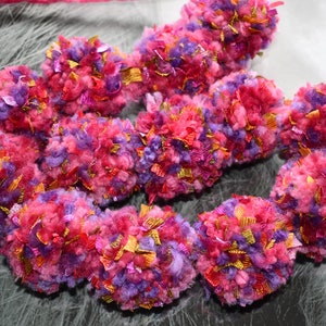 Pom Pom Garland  (13) 2 1/2 inch Pompoms  Rainbow of Colorful Colors  -  Party Decoration- Nursery Pom Pom Banner - Gay Pride Decoration