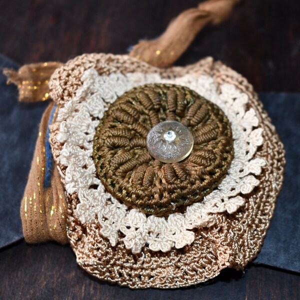 Shabby Chic Hair Tie with Lace Flower *-* Can Be used as a Wrist Cuff  *-* Bohemian Hair Tie *-* Gift for Her