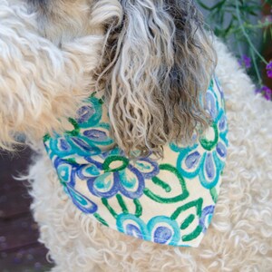 Dog Bandana Turquoise and Blue Size Medium Double Sided - Cotton - Dog Scarf -Dog Clothing - Dog Apparel - Puppy Bandana  9&quot; by  30&quot;