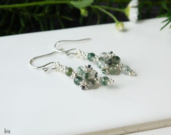 Moss Agate Earrings Small Stone Earrings Green Bead Jewelry for Women Everyday Earrings Minimalist Handmade Gifts Unique Natural Gemstone
