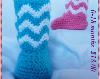 Chevron Baby Boots, Crochet Baby Boots