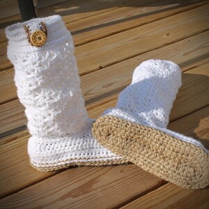 Crochet Women's Boots, Crochet women's slippers, Slipper boots with Jute soles, Lacey Boots, Crochet Boots with soles, Gifts image 3