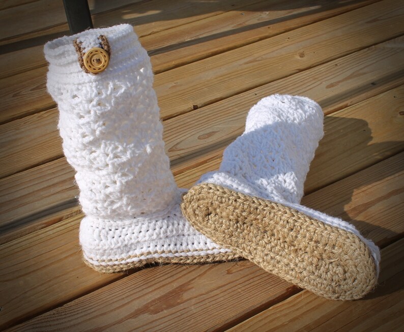 Crochet Women's Boots, Crochet women's slippers, Slipper boots with Jute soles, Lacey Boots, Crochet Boots with soles, Gifts image 3