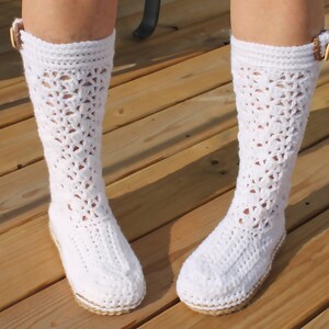 Crochet Women's Boots, Crochet women's slippers, Slipper boots with Jute soles, Lacey Boots, Crochet Boots with soles, Gifts image 2