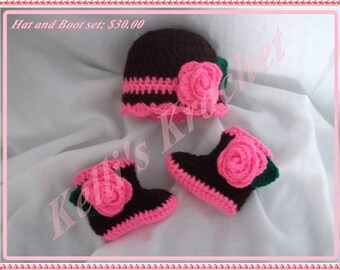 Rose Hat & Boot Set