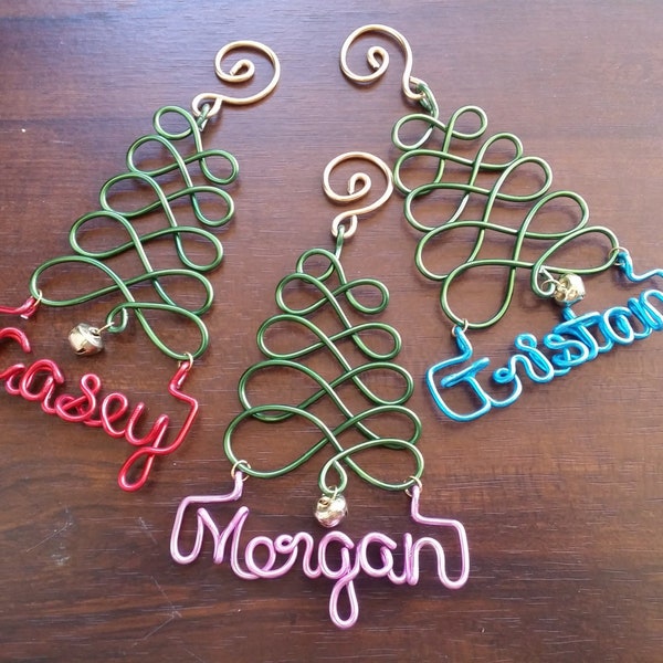 Early Shopper SALE : Christmas Ornament - Handcrafted Wire Christmas Tree with Name - Christmas Gift