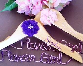 Limited Time Sale ..Ready to ship within 2 Days..Personalized Flower Girl Hanger. Child Hanger. Bridal Party. Custom Hanger