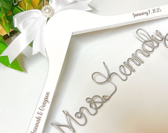 One Day Sale_Wedding Hanger Personalize Bridal Hanger, Wedding Gown Hanger, Name hanger, One Line basic Hanger,