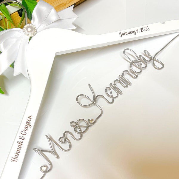 One Day Sale_Wedding Hanger Personalize Bridal Hanger, Wedding Gown Hanger, Name hanger, One Line basic Hanger,