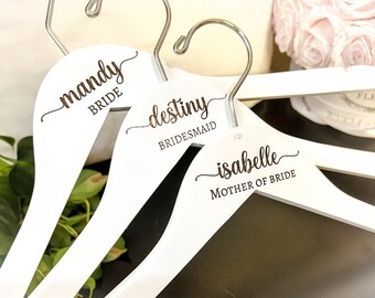 Personalized Engraved Bridesmaid Hangers - Wedding Hanger - Wooden Engraved Hanger - Bridal Dress Hanger - Wedding Name Hangers