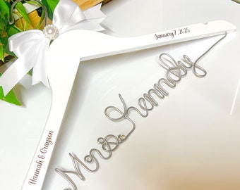 One Day Sale_Wedding Hanger Personalize Bridal Hanger, Wedding Gown Hanger, Name hanger, One Line basic Hanger,