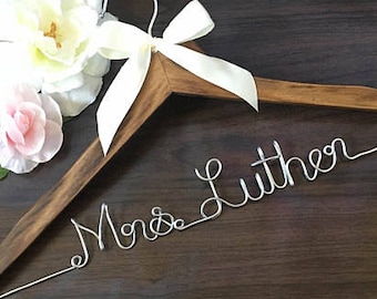 Personalized Wedding Hanger, Rustic Bridal Hanger, Bridesmaid Gift