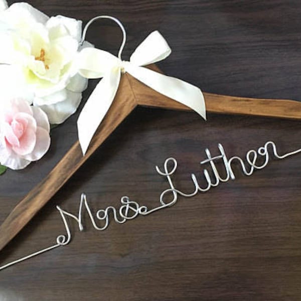 Personalized Wedding Hanger, Rustic Bridal Hanger, Bridesmaid Gift