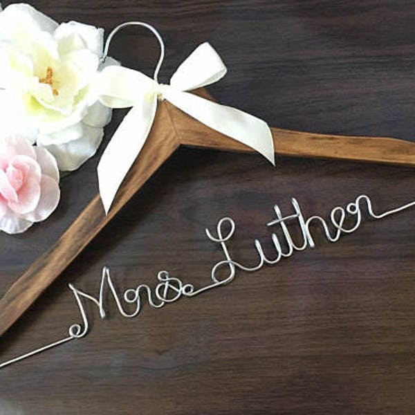 ONE DAY SALE. Personalized Bridal Wedding Hanger. Bridal Hanger. Bridal Party. Custome Hanger. Comes With Bow.