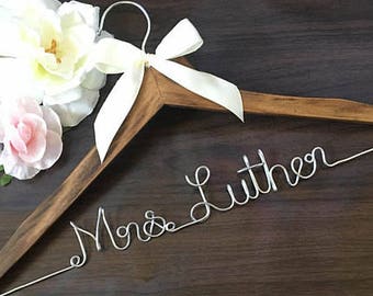ONE DAY SALE. Personalized Bridal Wedding Hanger. Bridal Hanger. Bridal Party. Custome Hanger. Comes With Bow.