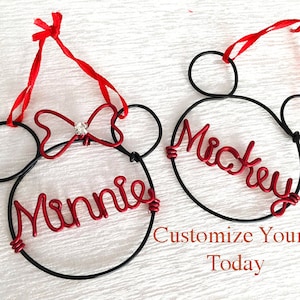 Early Shopper SALE : Mouse Inspired Christmas Ornament - Mouse Inspire with bow and Nam