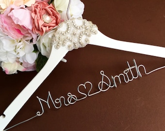 Percha de novia personalizada: Percha para vestido de novia con perlas y cristales