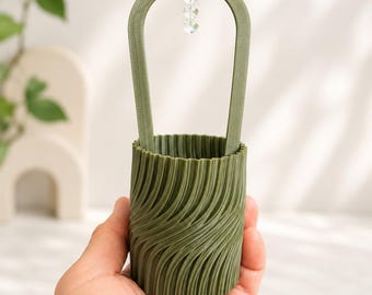 Enrejado para Hoya con maceta decorativa / Se adapta a macetas de vivero de 5 cm / Adorno opcional de perla o cristal / Regalo para plantas de interior