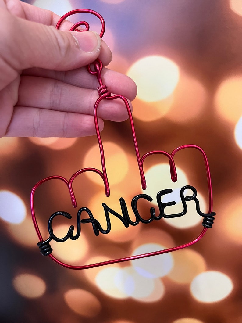 Early Shopper SALE : Personalized Fuck Cancer Wire Ornament Handcrafted Mature Ornament I HATE CANCER image 2