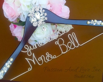 Made in USA. Personalized Bridal Wedding Hanger. Bridal Hanger. Bridal Party. Custom Hanger. Medallion Hanger