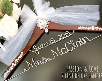 Made in USA. Personalized Bridal Wedding Hanger. Bridal Hanger. Bridal Party. Custom Hanger.