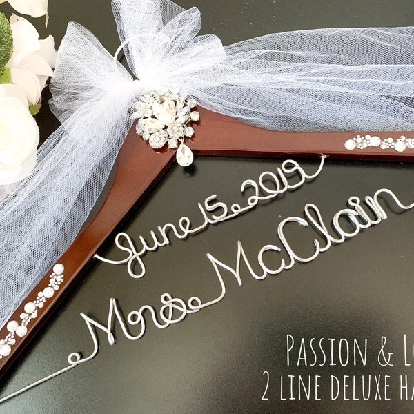 Made in USA. Personalized Bridal Wedding Hanger. Bridal Hanger. Bridal Party. Custom Hanger.