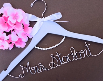 Percha nupcial personalizada, percha para vestido de novia con lazo