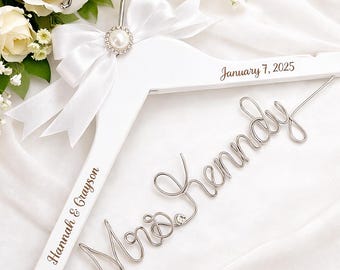 Personalized Wedding Hanger, Bride Name Hanger, Custom Bridal Hanger with Date, Wedding Dress Hanger, Bride Gift, Engraved Name Hanger
