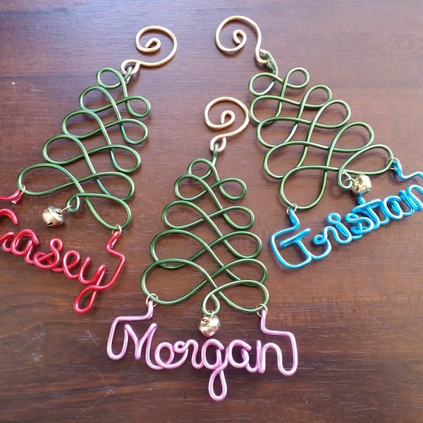 Early Shopper SALE : Christmas Ornament - Handcrafted Wire Christmas Tree with Name - Christmas Gift