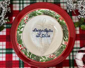 Personalized Angel Wing Ornament: Memorial Christmas Gift, Handcrafted