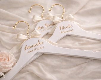 Perchas de madera personalizadas para bodas, regalo personalizado para la fiesta nupcial con nombre