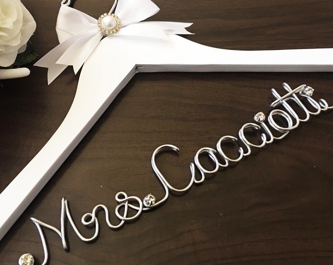 One Day Sale_Wedding Hanger Personalize Bridal Hanger, Wedding Gown Hanger, Name hanger, One Line basic Hanger,