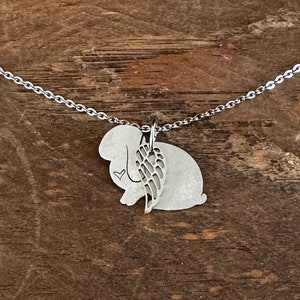 Angel Bunny Necklace Lop Eared Rabbit Lover Pet Keepsake Memorial Gift Tribute Pendant Jewelry Stainless Steel