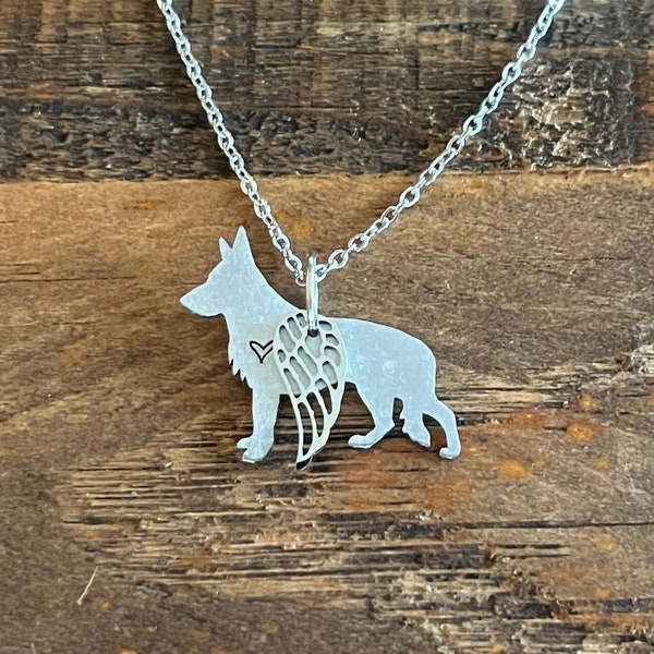 Angel German Shepherd Dog Necklace Pet Keepsake Memorial Gift Tribute Pendant Jewelry