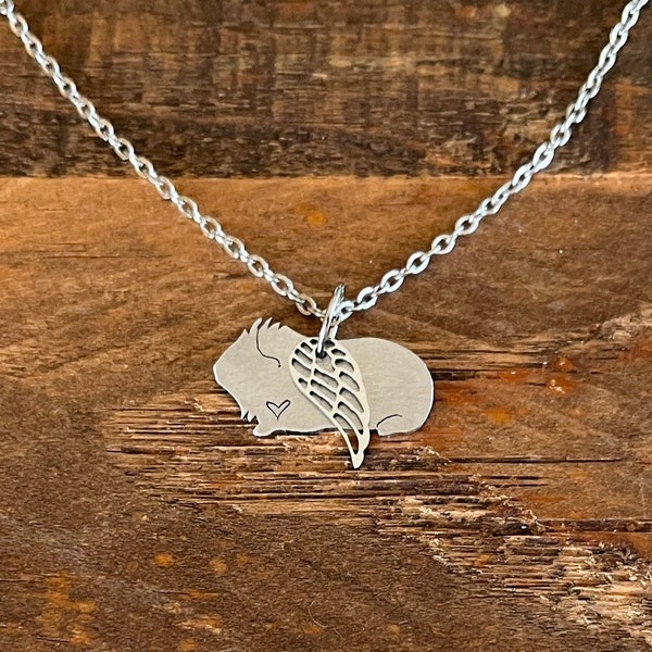 Angel Guinea Pig Necklace Pet Keepsake Memorial Gift Tribute Pendant Jewelry Stainless Steel