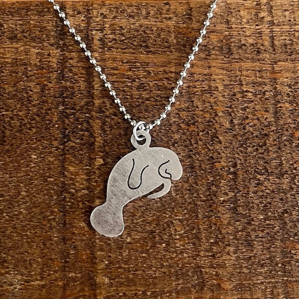 Manatee Necklace, Jewelry, Conservation, Souvenir ,Florida Themed Gift, Stainless Steel