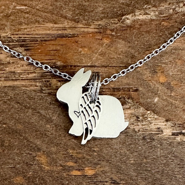 Angel Bunny Necklace Rabbit Pet Keepsake Memorial Gift Tribute Pendant Jewelry Stainless Steel