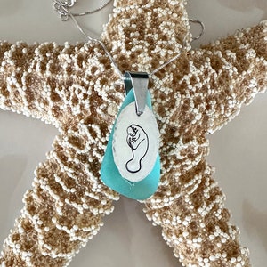 Manatee Necklace With Sea Glass Sterling Conservation Souvenir Florida Themed Gift