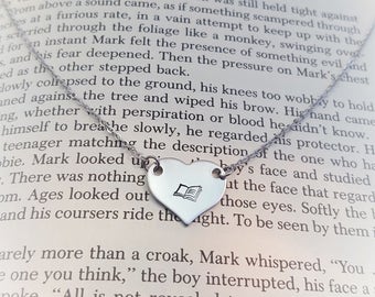 Book Lover's Necklace Heart Shape