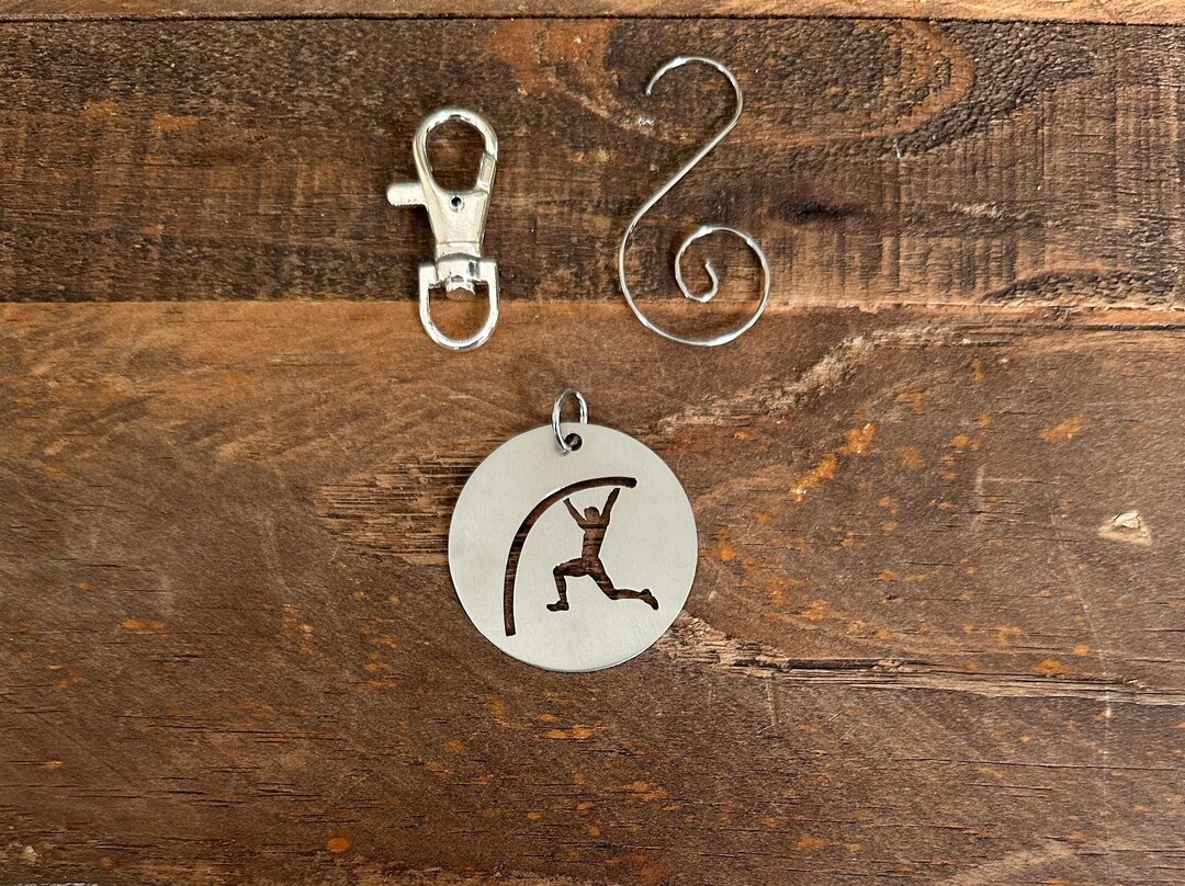 Pole Vaulter Male Key Chain Ornament Athlete Sports Hanger Purse Bag