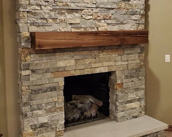 Knotted Walnut Beam Mantel, Fireplace Mantel, Rustic or Modern