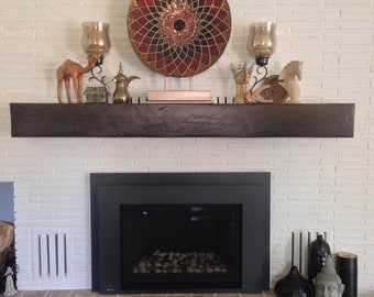 Distressed Poplar Beam Fireplace Mantel