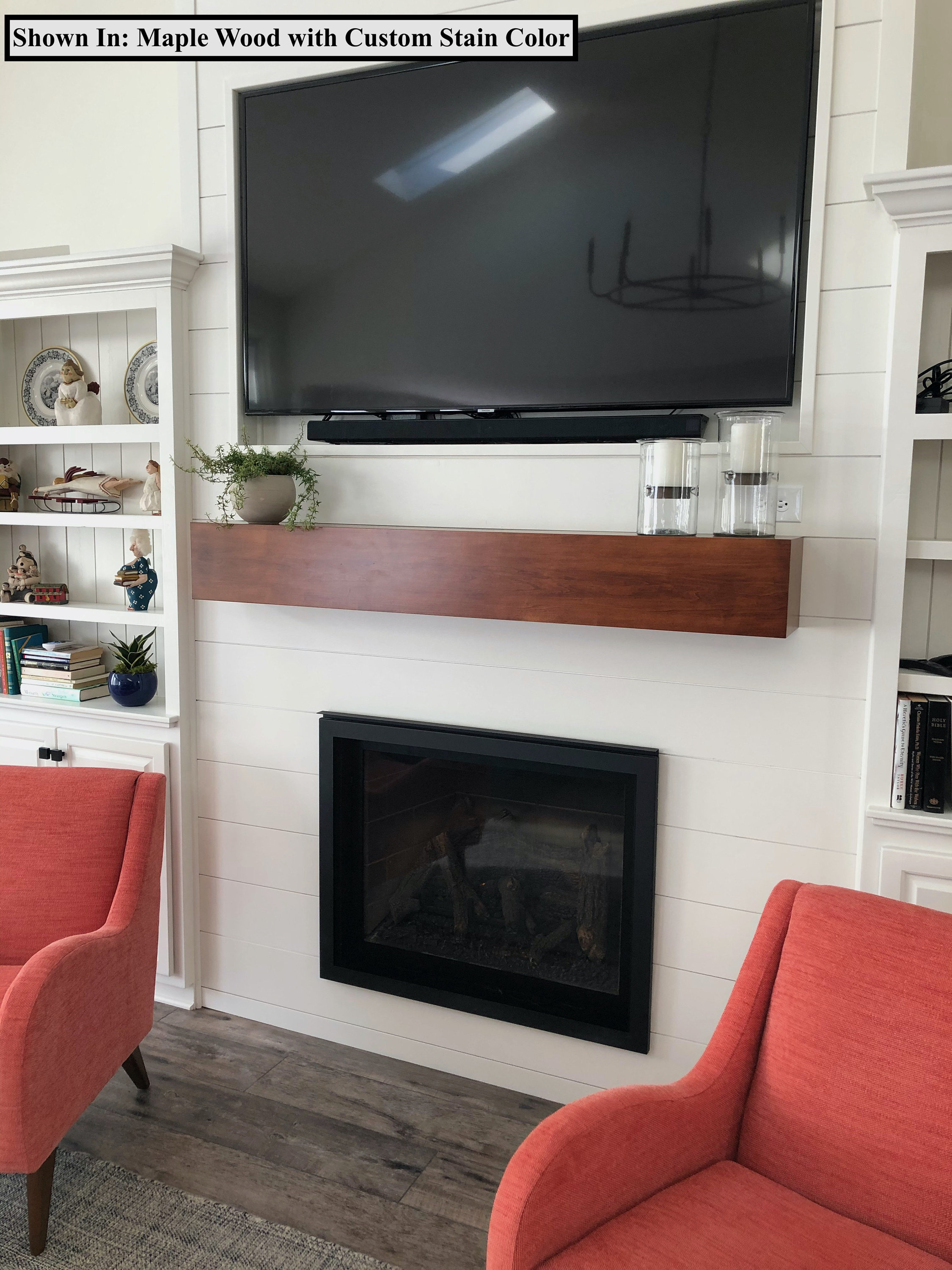 Modern/mid-century Maple Wood Beam Mantel Fireplace Mantel - Etsy UK