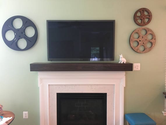 Custom Fireplace Mantel With Drop Front Shelf Media Storage Etsy