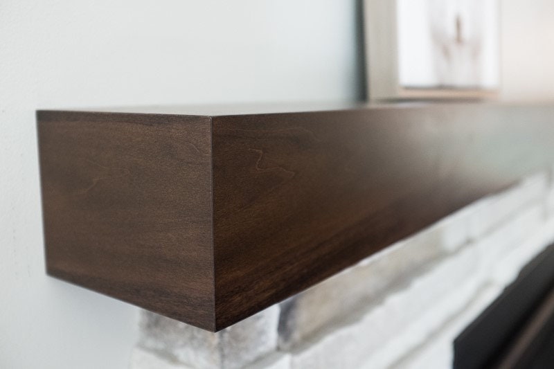 Walnut Stained poplar Wood Modern Fireplace Mantel - Etsy